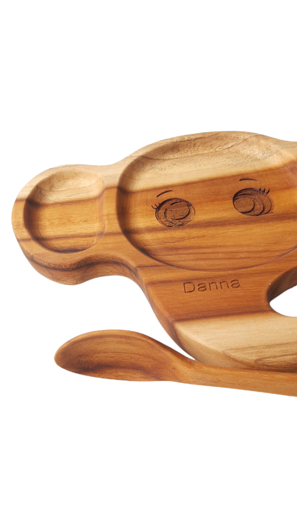 Plato madera Teca para bebe Elefante