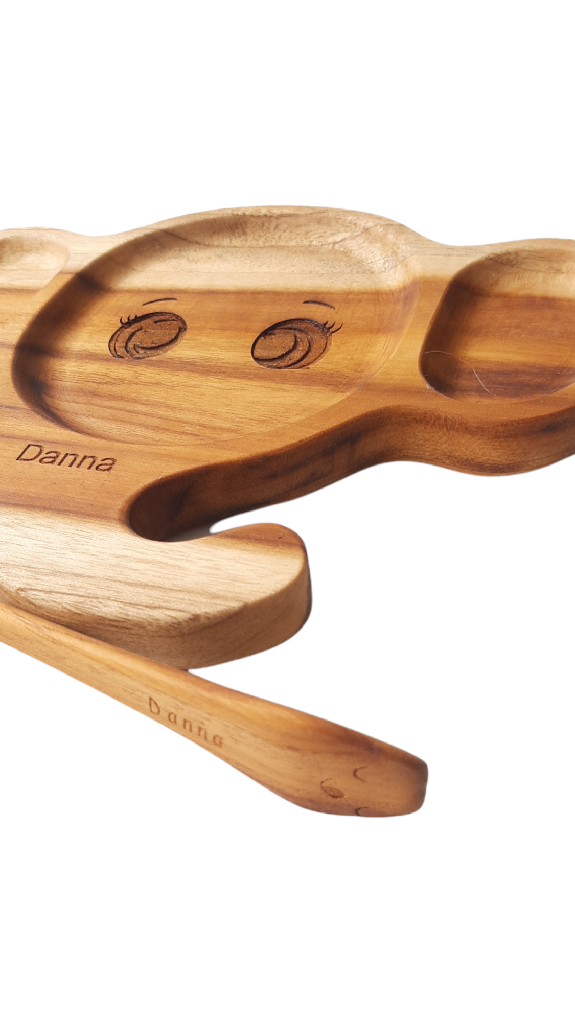 Plato madera Teca para bebe Elefante