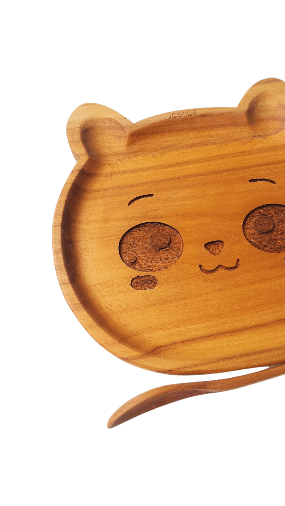 Plato madera Teca para bebe Panda