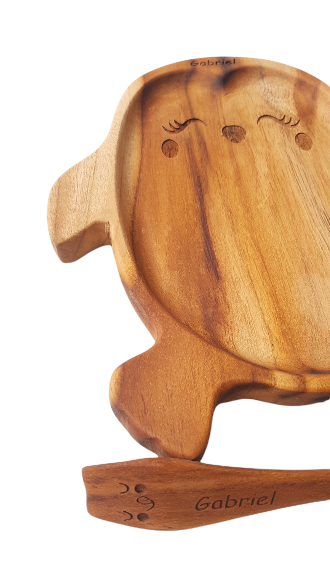 Plato madera Teca para bebe Pinguino