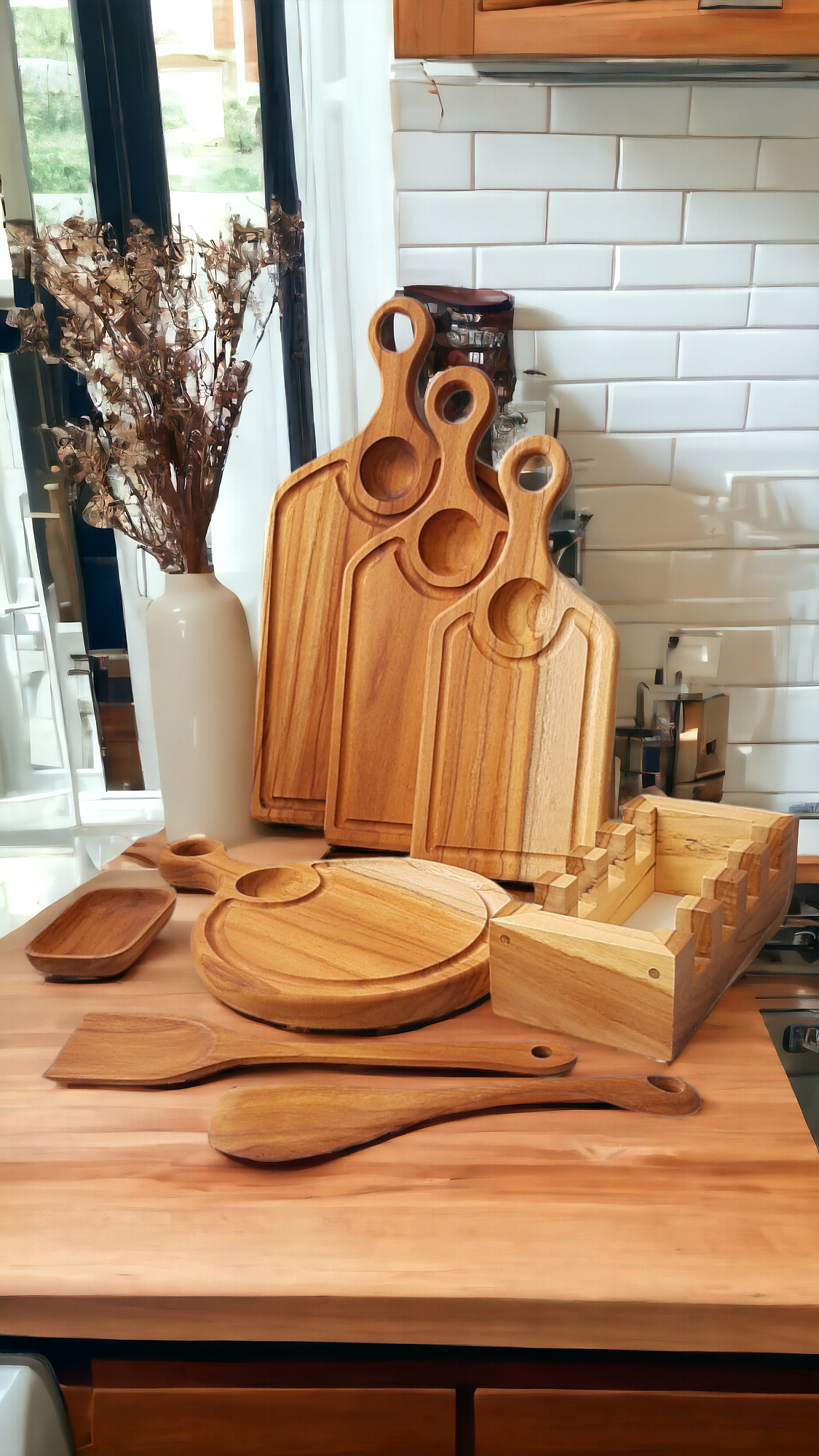 Set Tablas de Teca para Cocina 8 piezas