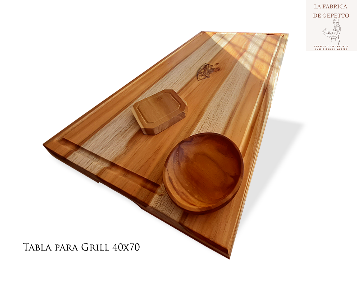 Tabla de Teca para Cocina con Salsero 70 x 40 