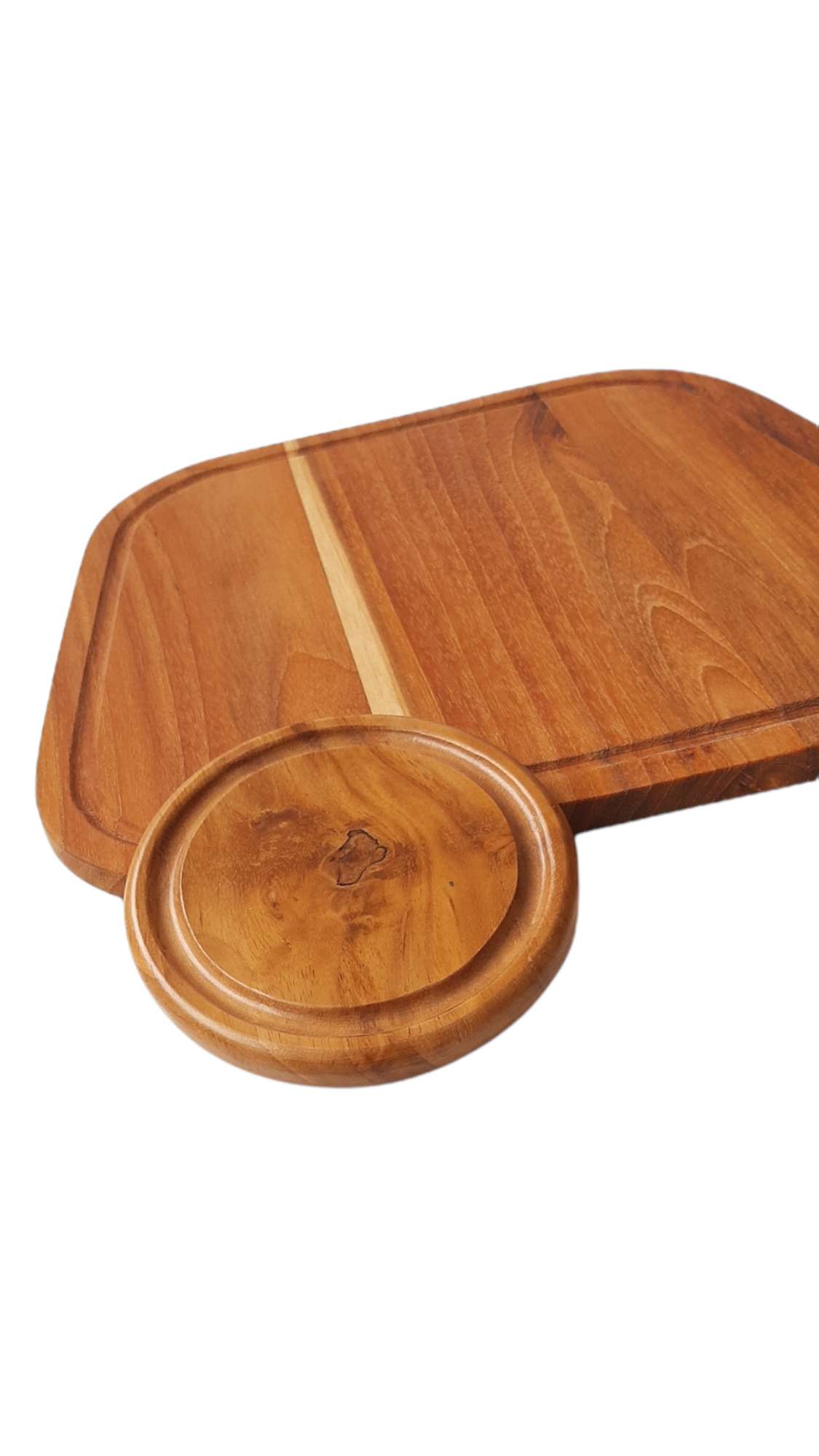 Set para Cangrejo Teca plato individual con mazo y posavasos destapador