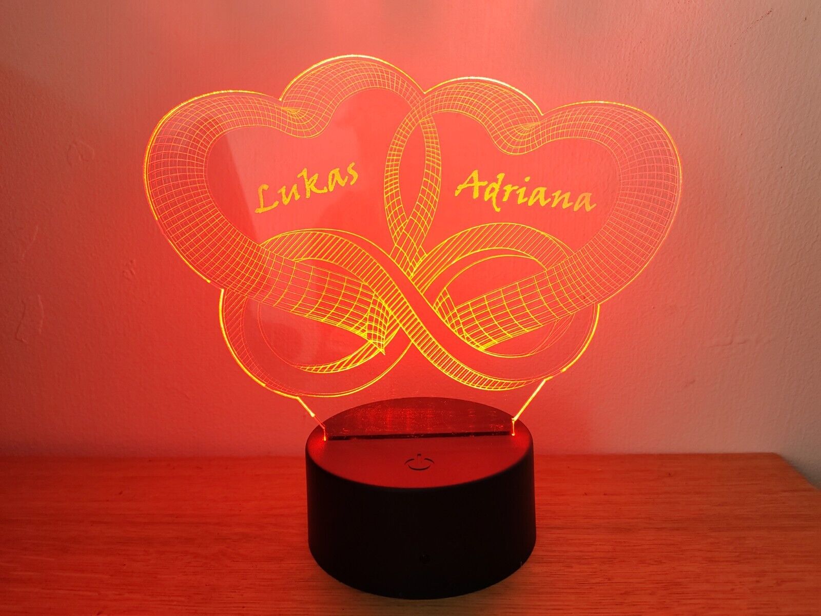3D LED night lamp - TWO HEARTS names