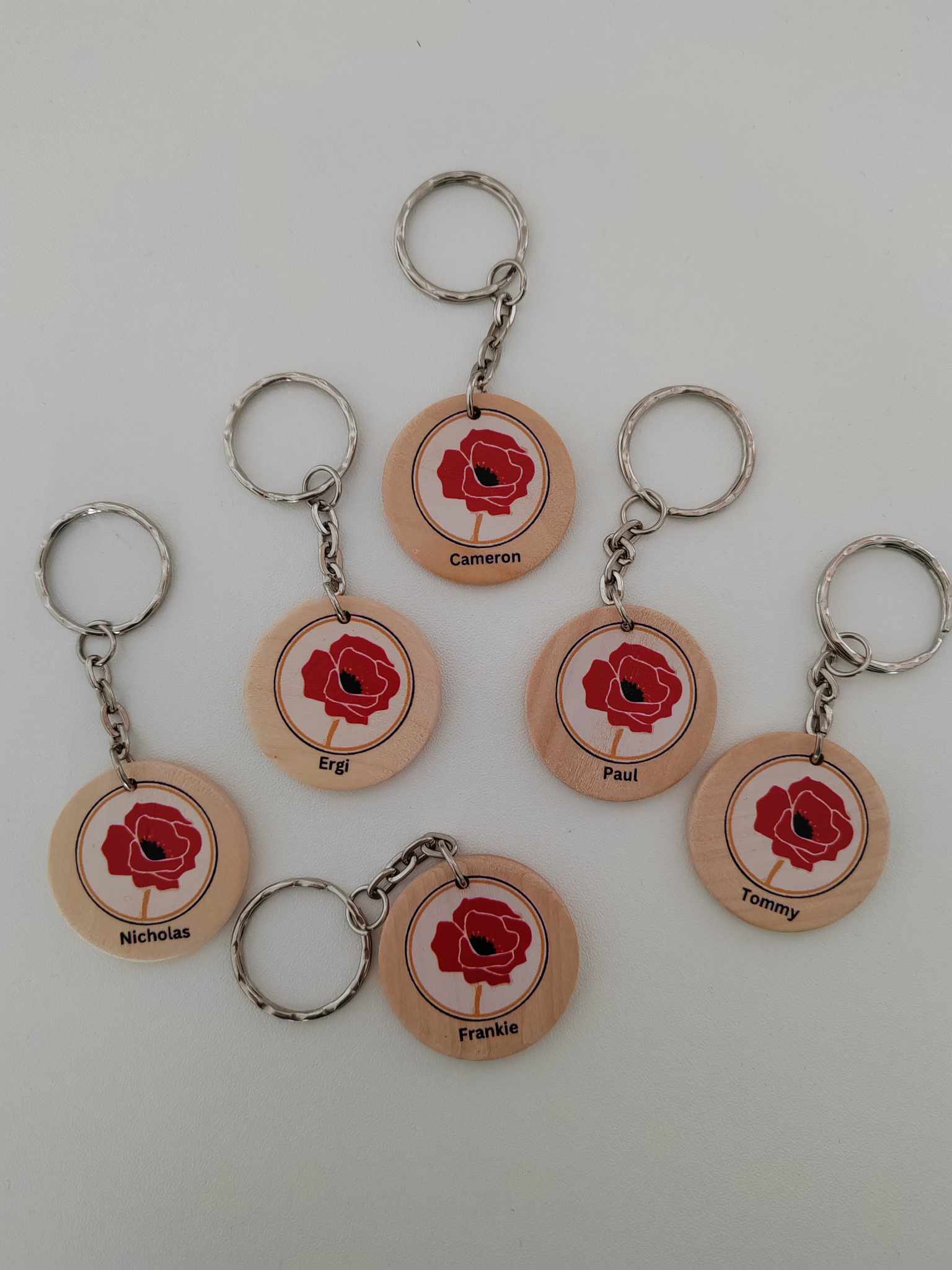 5x Custom Logo printed keychains