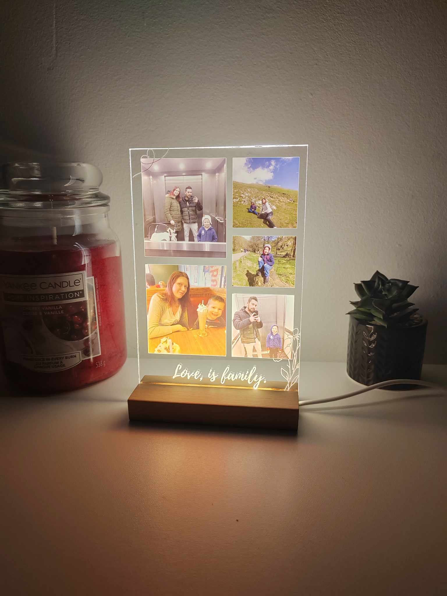 Personalised Acrylic Photo Plaque with LED Night Light
