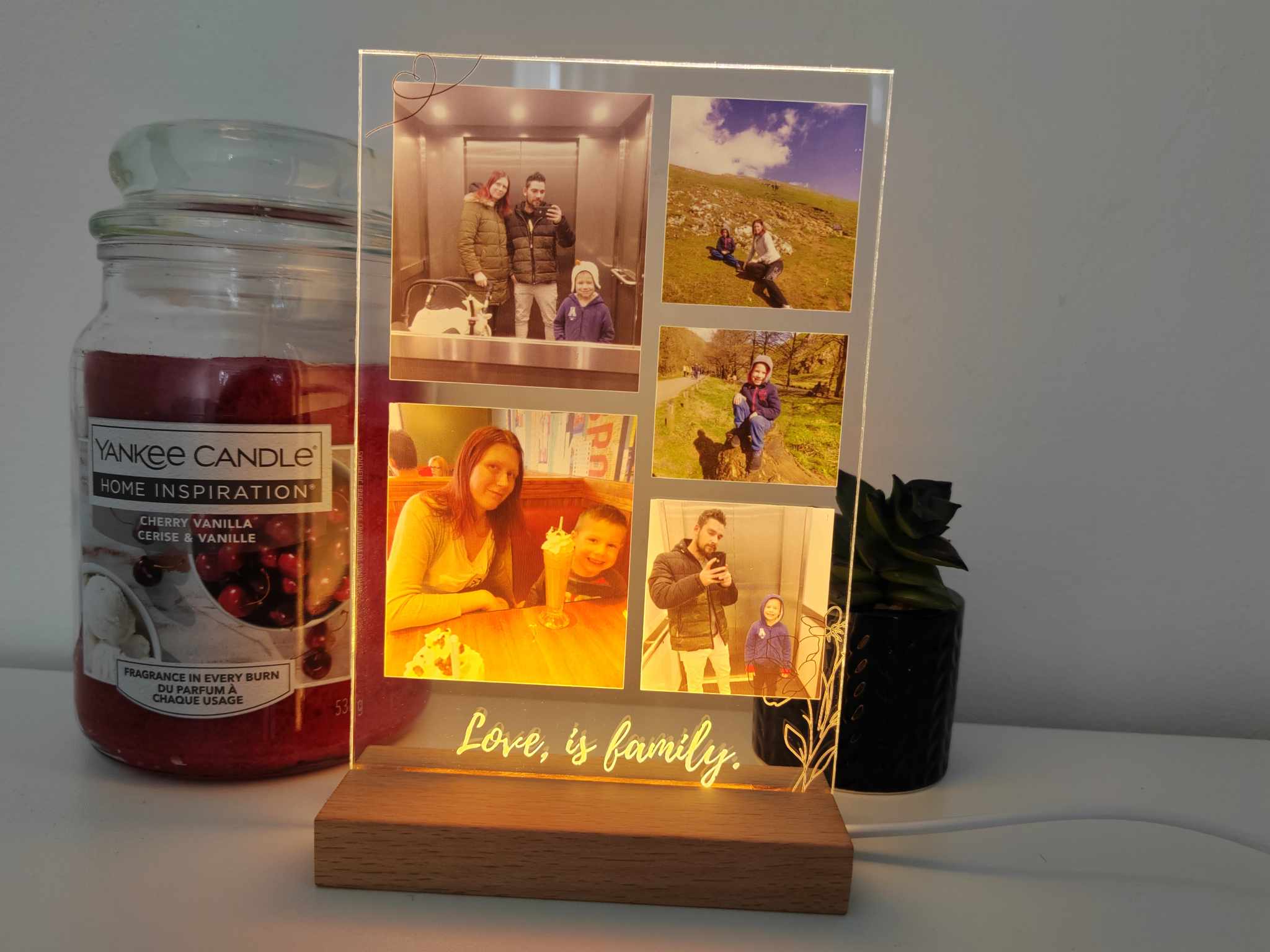 Personalised Acrylic Photo Plaque with LED Night Light