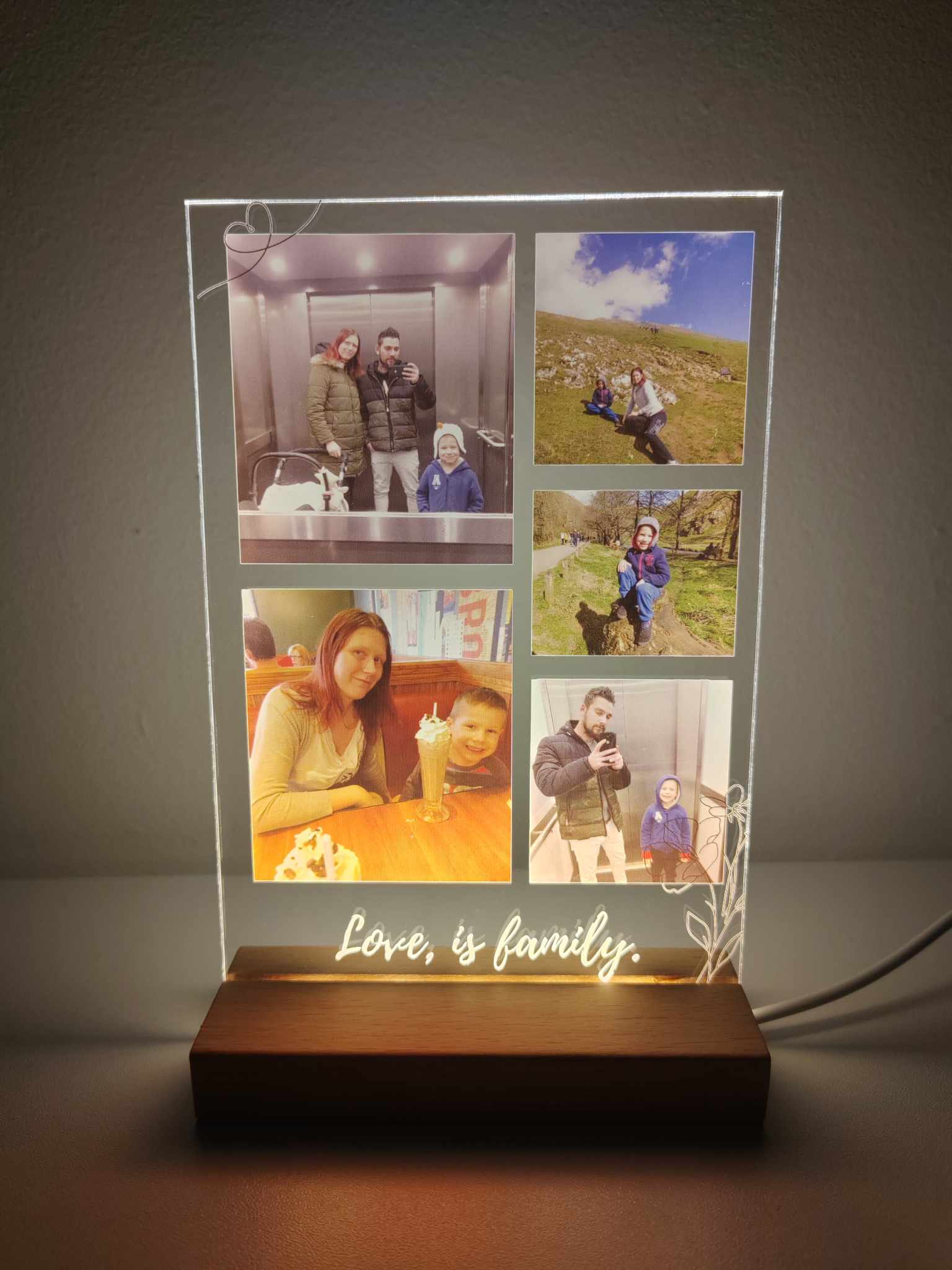 Personalised Acrylic Photo Plaque with LED Night Light