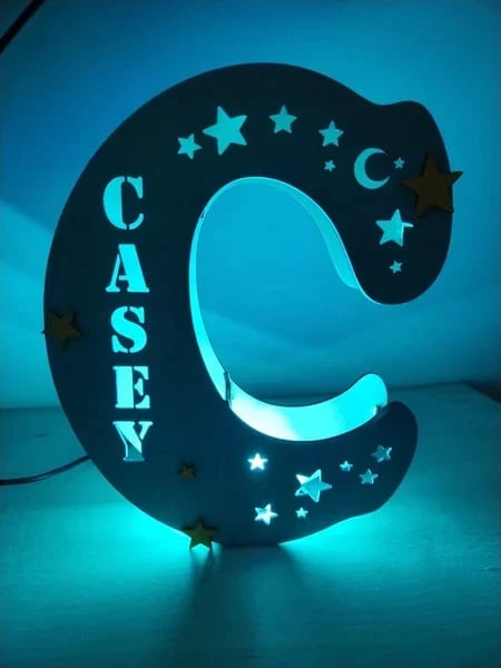 Any Letter Any Name Wooden Lamp