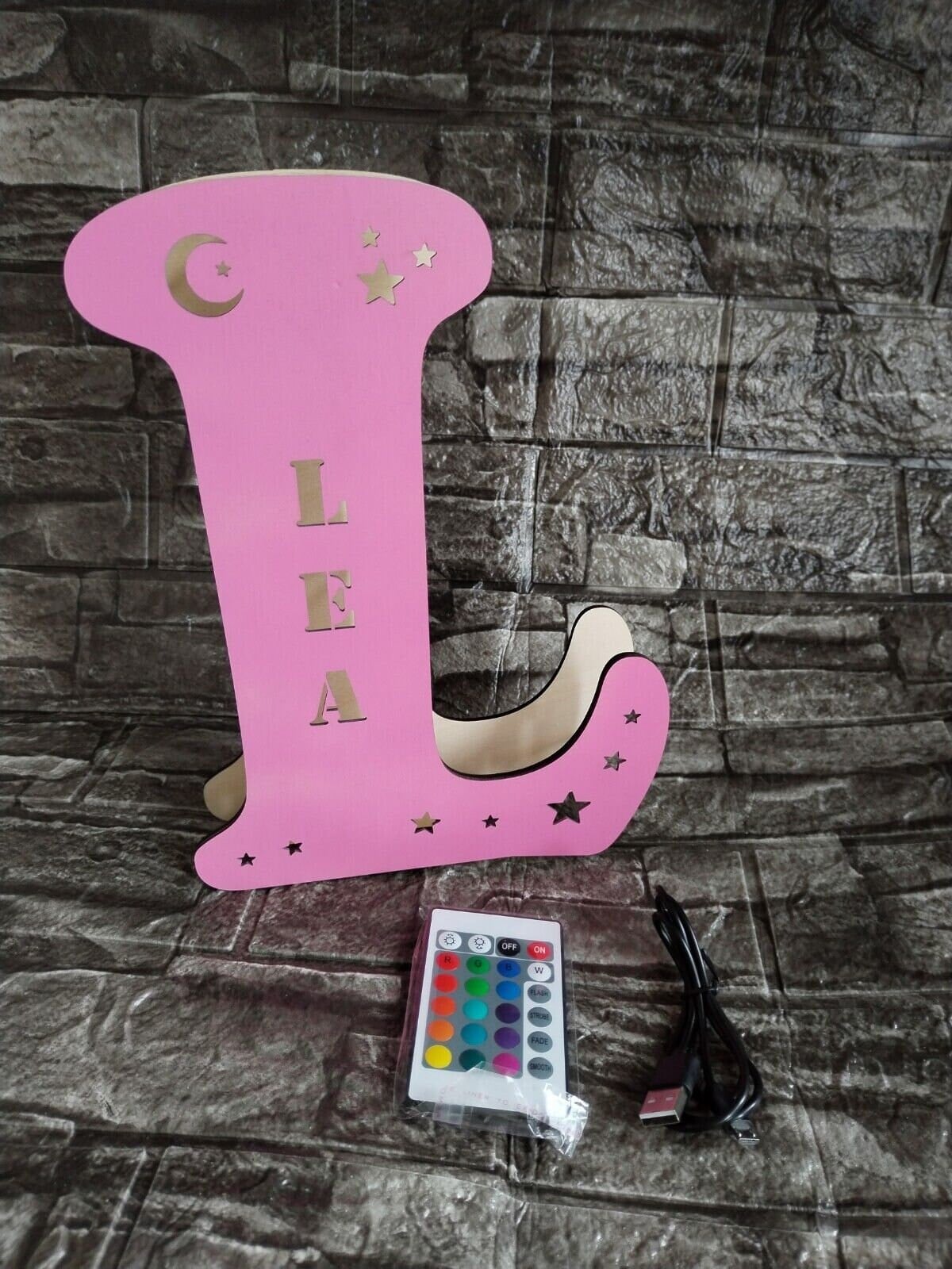 Any Letter Any Name Wooden Lamp