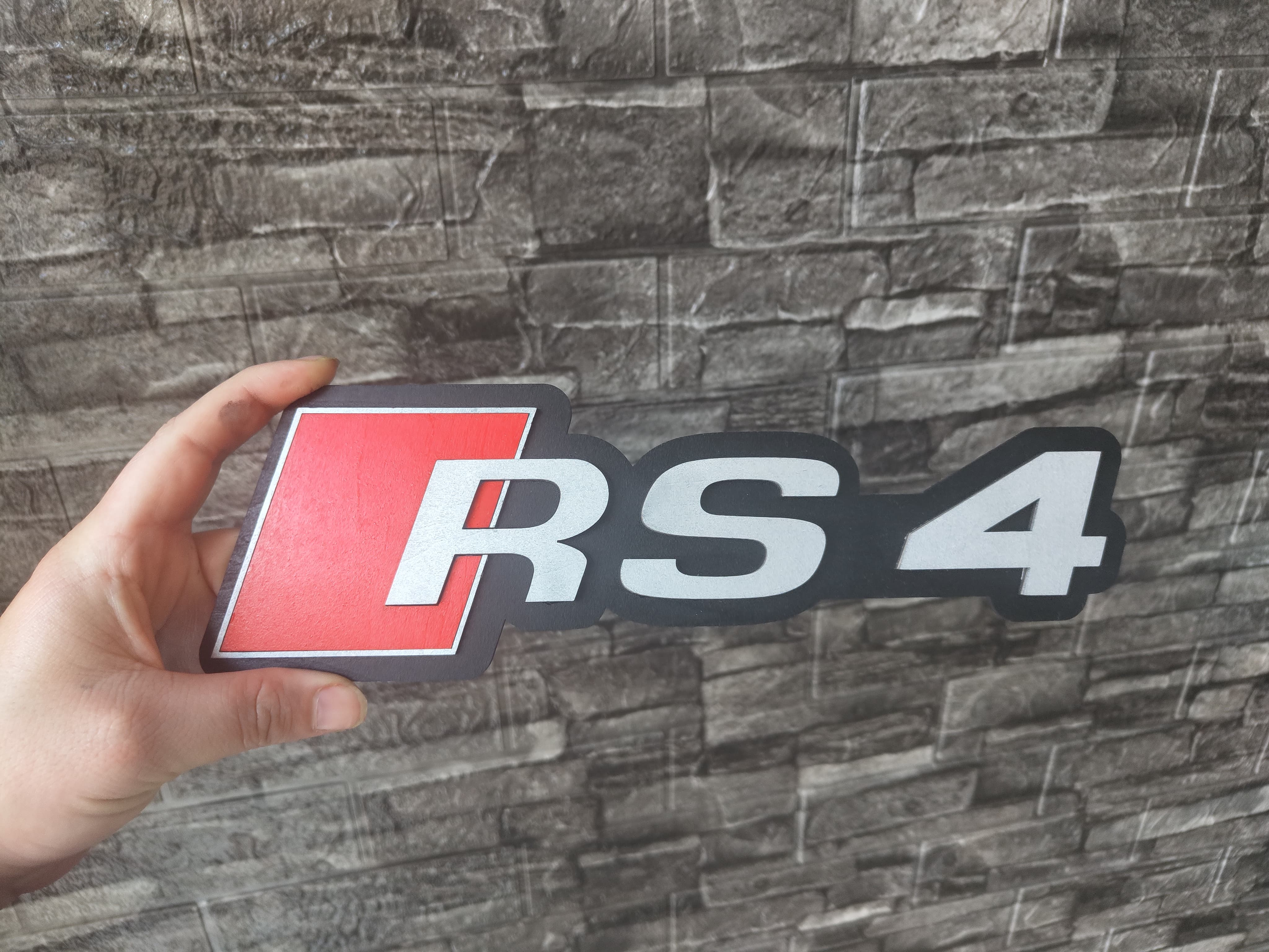 Wooden Audi RS 4 Emblem