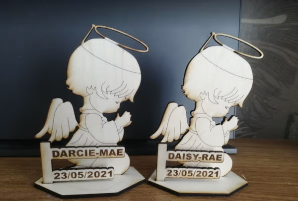 Personalized Wooden Angel Figurines