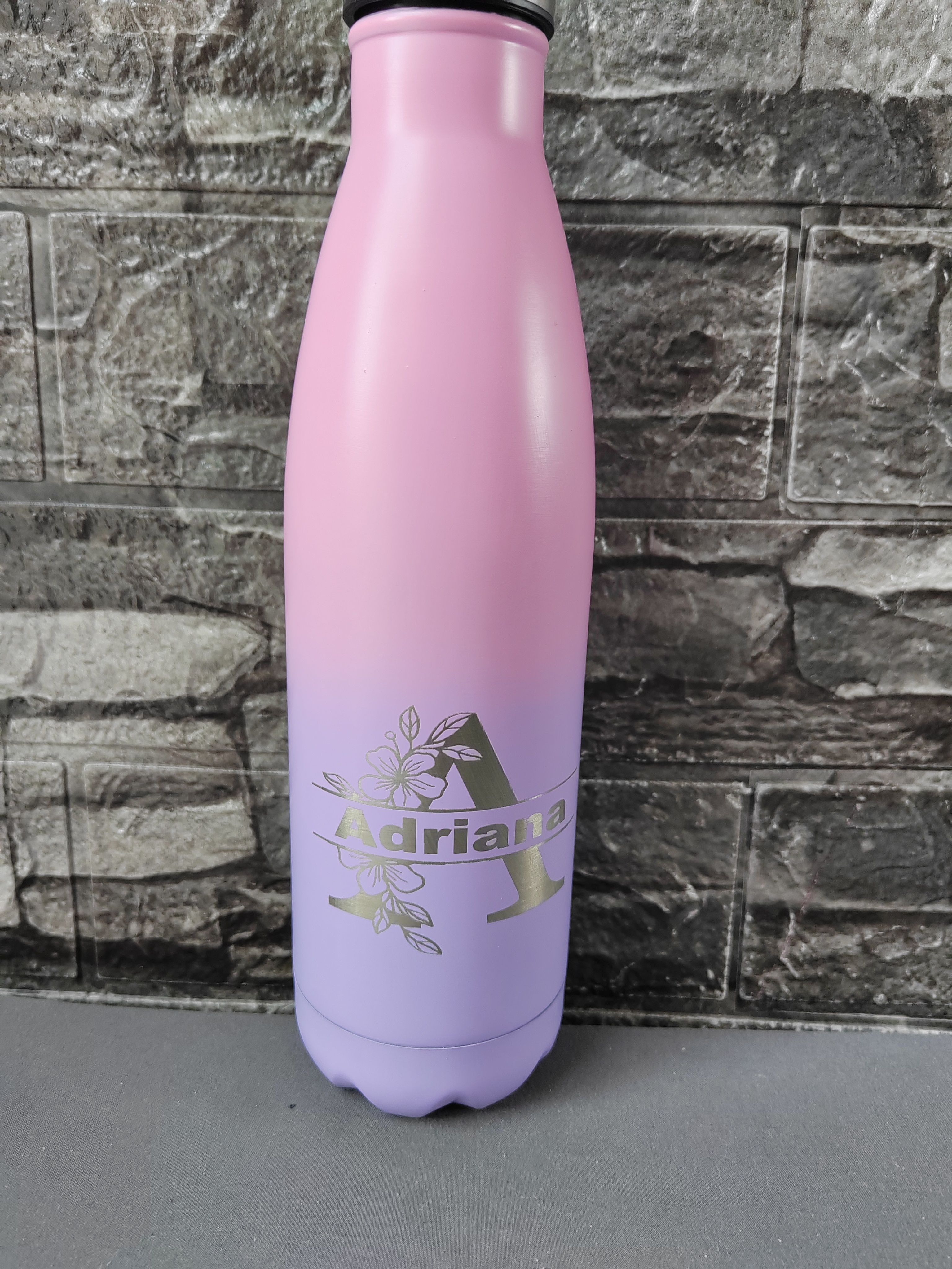 Stainless Steel Insulated Water Bottle - Floral Split Letter