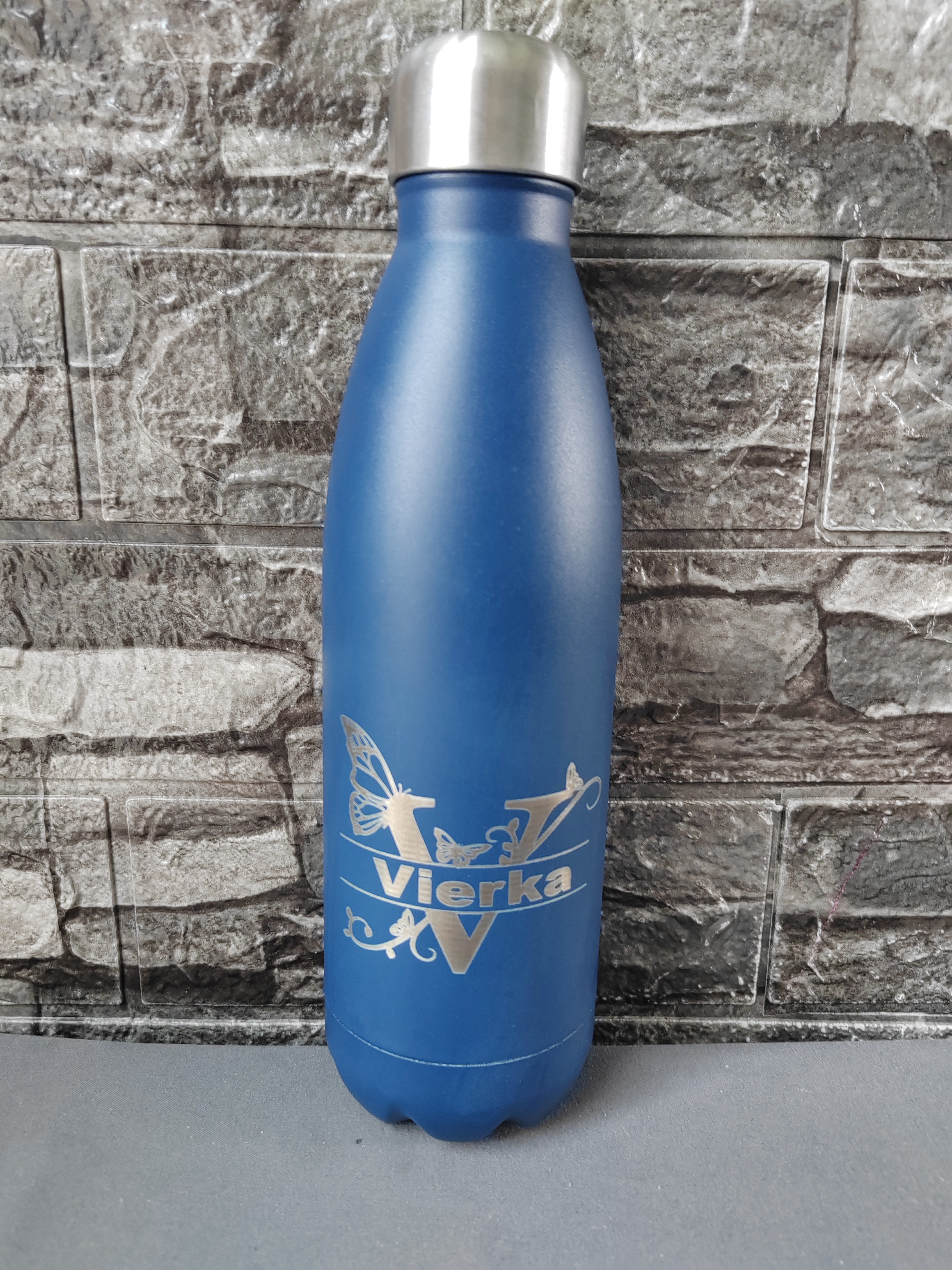 Stainless Steel Insulated Water Bottle - Butterfly Split Letter