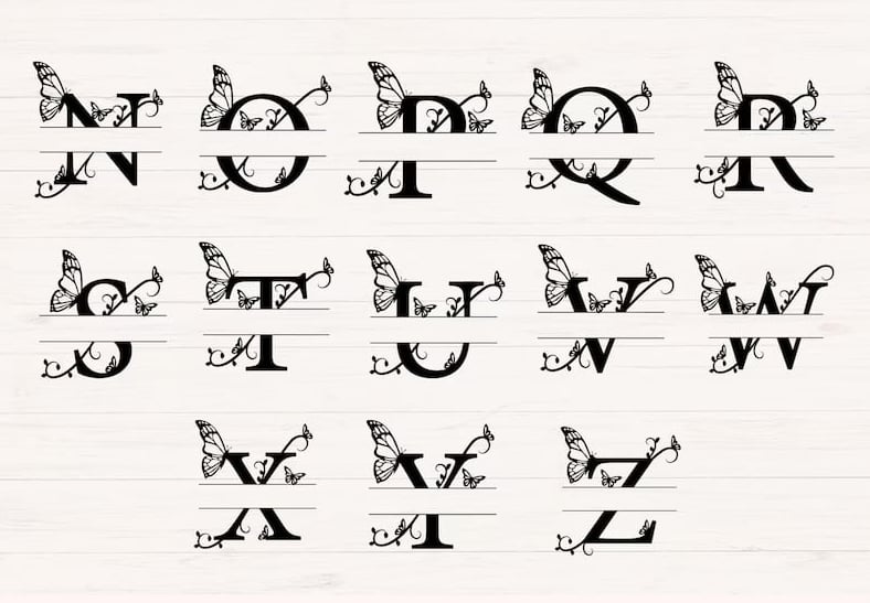 Stainless Steel Insulated Water Bottle - Butterfly Split Letter