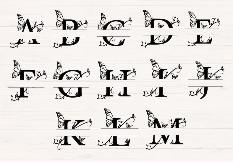 Stainless Steel Insulated Water Bottle - Butterfly Split Letter