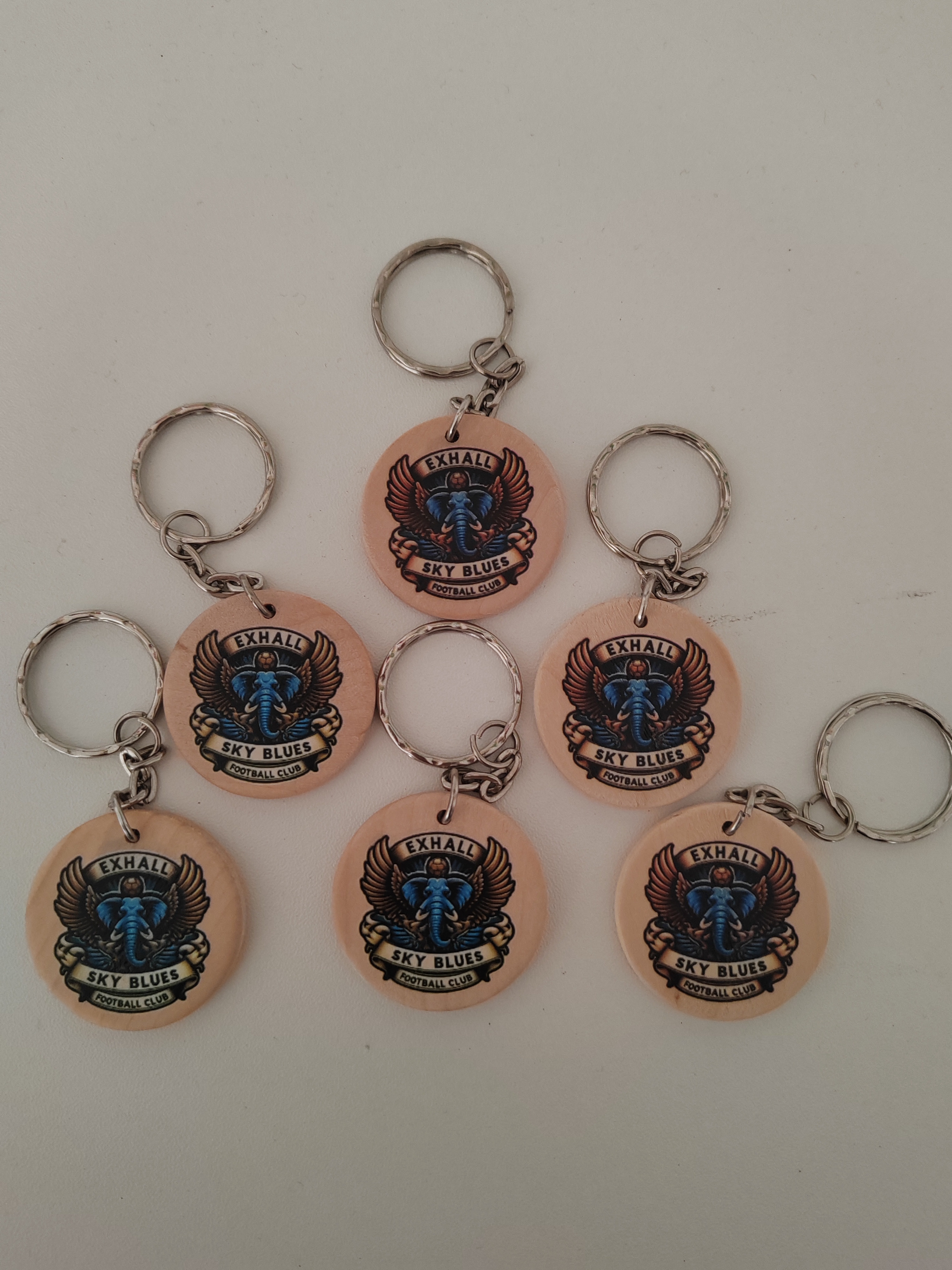 5x Custom Logo printed keychains