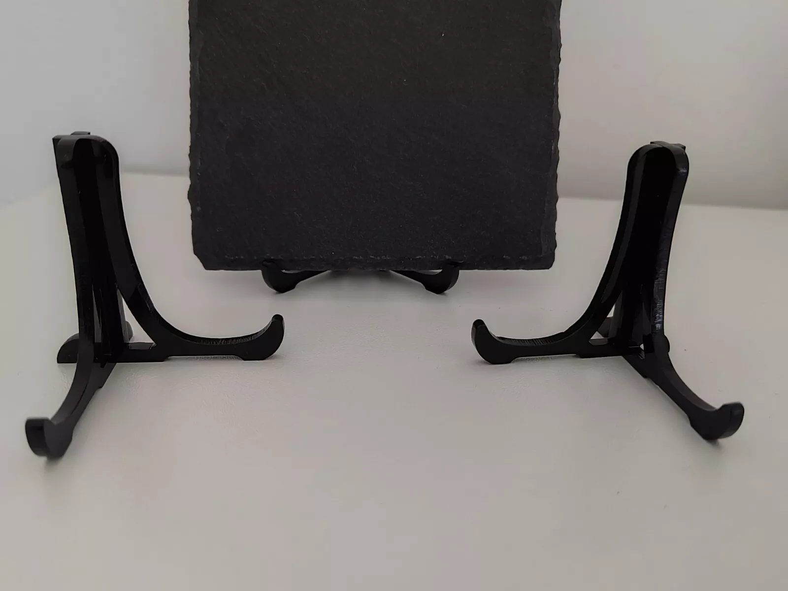 2x Black Acrilic Slate Coaster Display Picture Stand 5cm