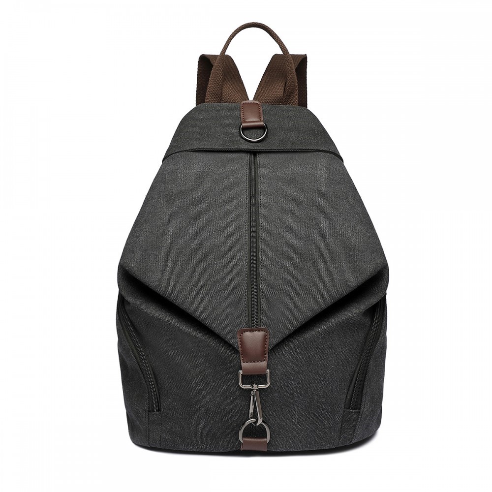 Kono Fashion Anti-Theft Canvas Backpack - This Backpack has a unique anti-theft feature. In Black.