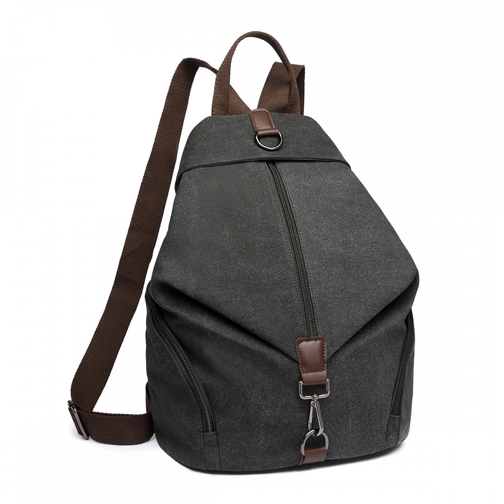 Kono Fashion Anti-Theft Canvas Backpack - This Backpack has a unique anti-theft feature. In Black.