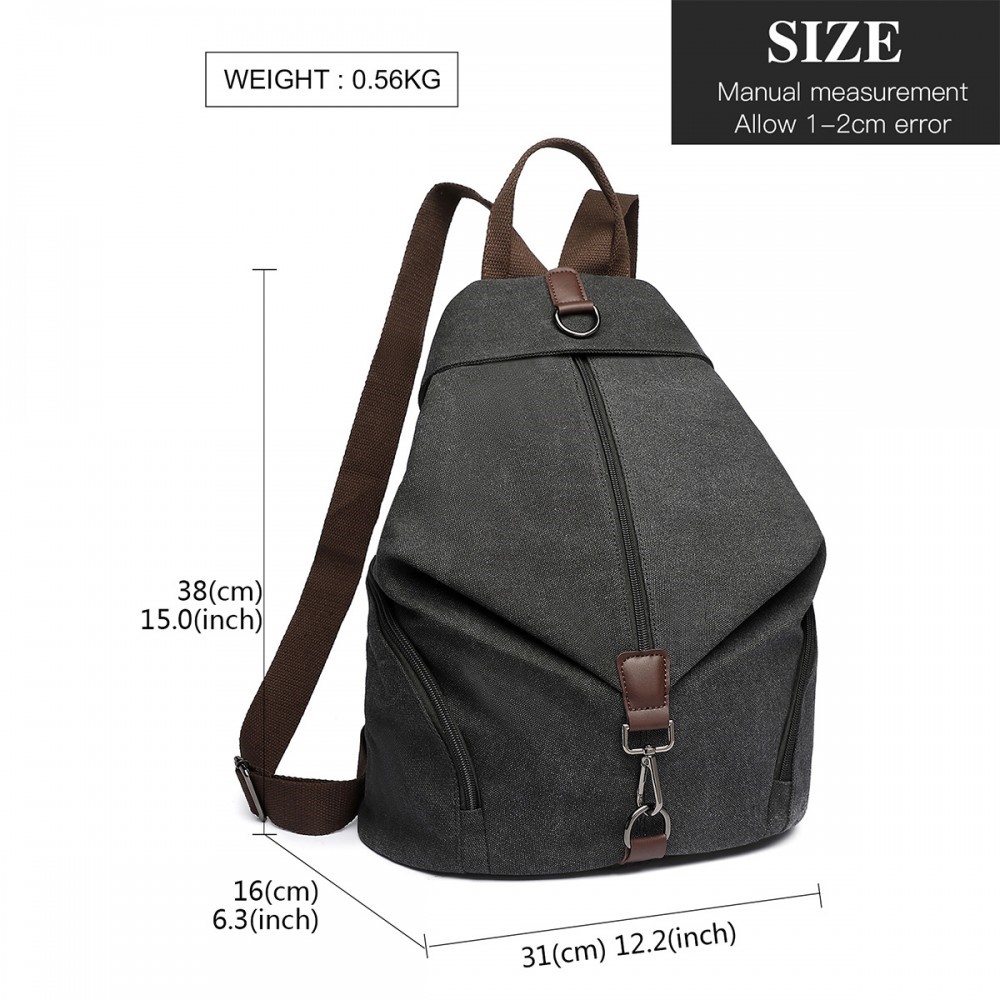 Kono Fashion Anti-Theft Canvas Backpack - This Backpack has a unique anti-theft feature. In Black.