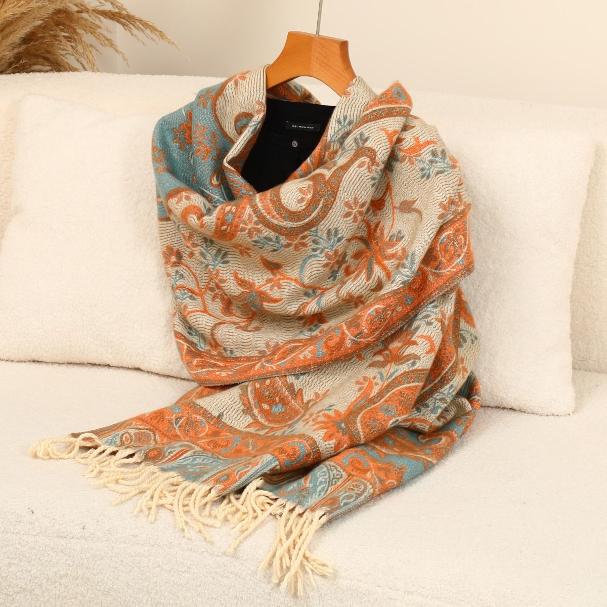 Autumn Breeze Paisley Shawl in Orange 