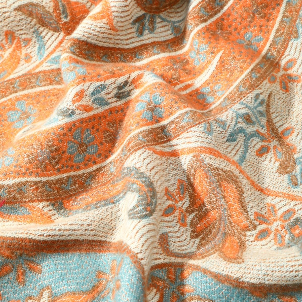 Autumn Breeze Paisley Shawl in Orange 