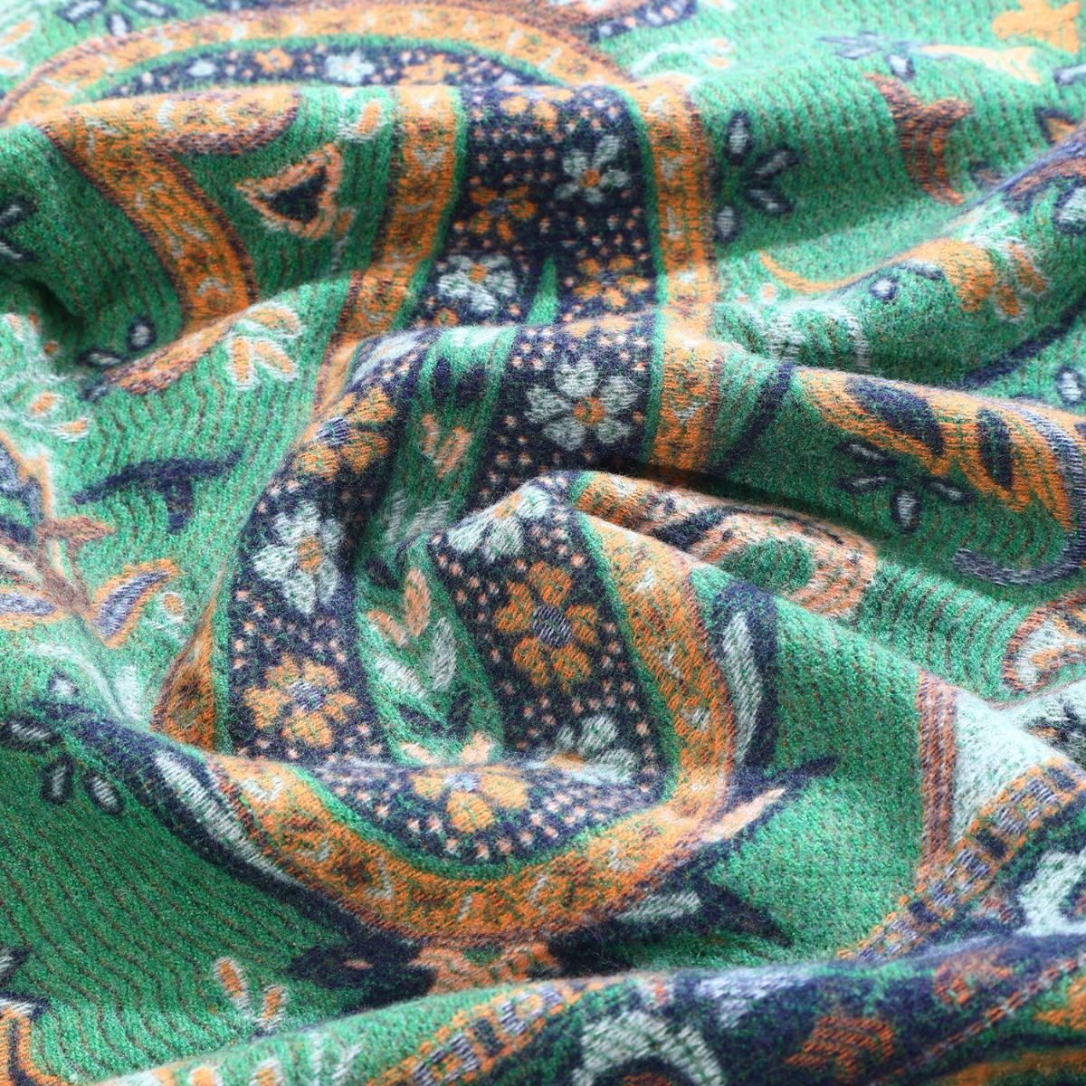 Autumn Breeze Paisley Shawl in Dark Green