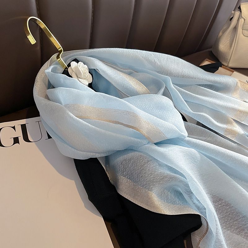 Silk Scarf with Embroidered Butterflies & Pearls in Blue. Graceful and Timeless, it makes a perfect Gift for any occasion.