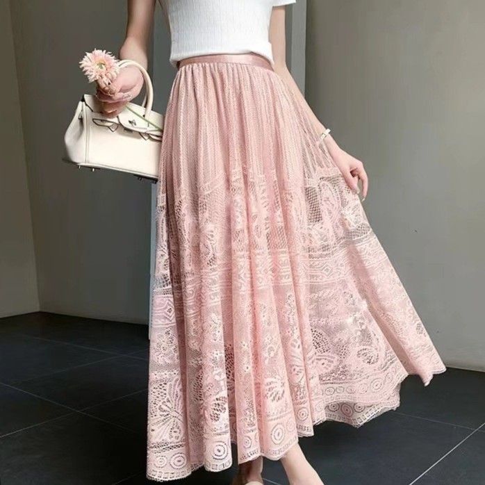 Bohemian Rhapsody Lace Skirt in Pink