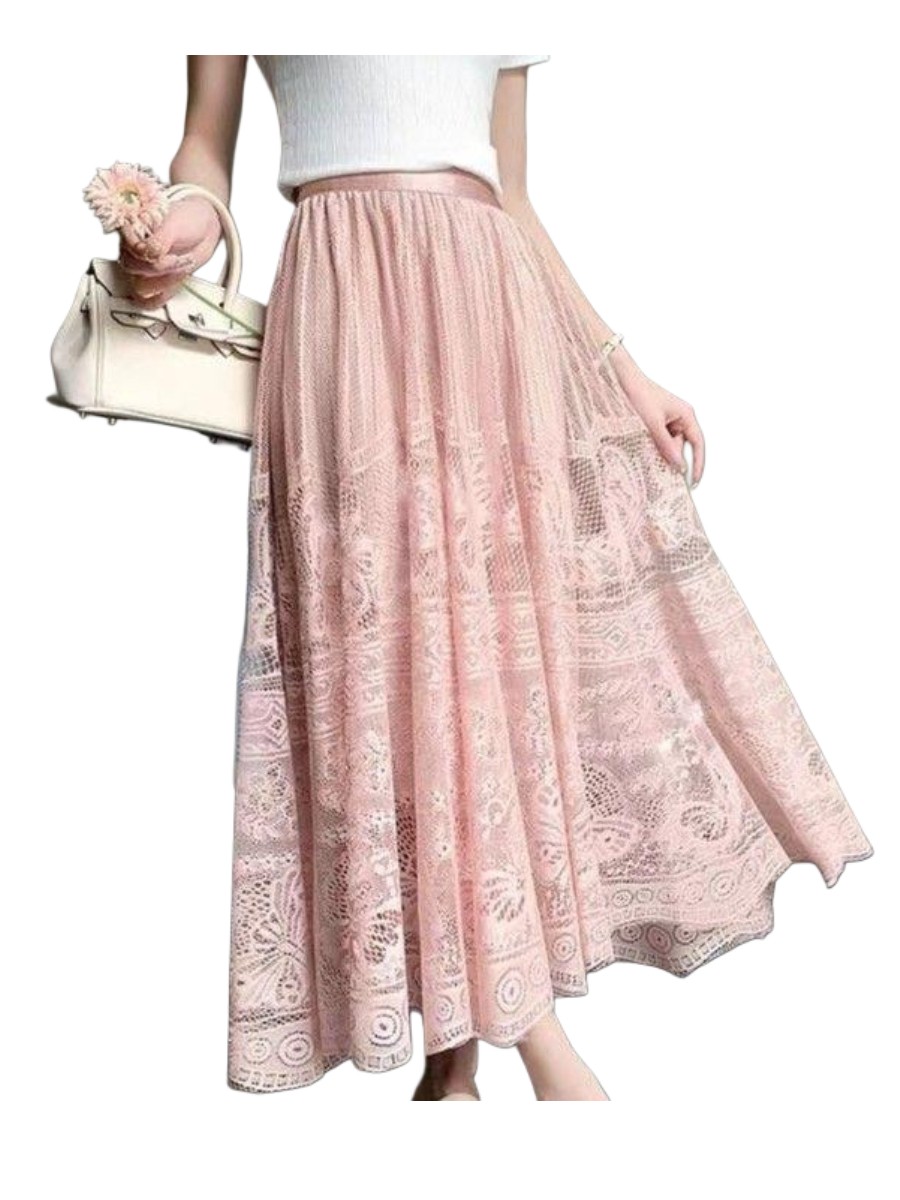 Bohemian Rhapsody Lace Skirt in Pink 