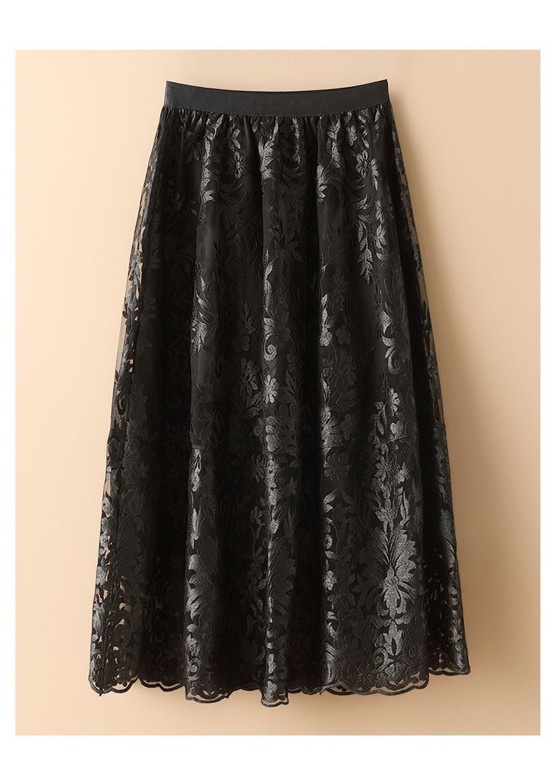 Bohemian Lace Maxi Bloom Skirt in Black