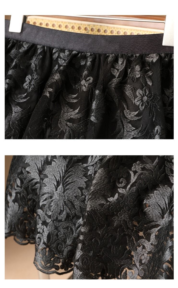 Bohemian Lace Maxi Bloom Skirt in Black