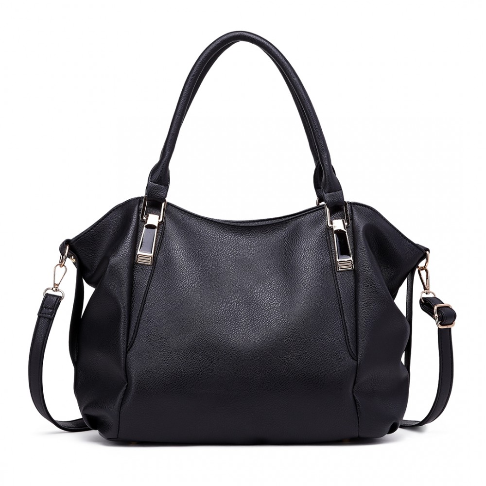 Miss Lulu Soft Leather Elegant Simple Shoulder Bag - Black