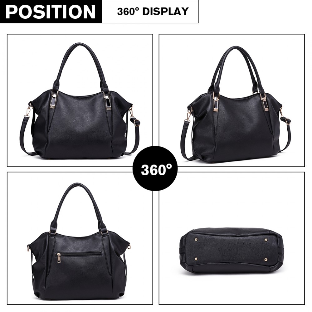 Miss Lulu Soft Leather Elegant Simple Shoulder Bag - Black