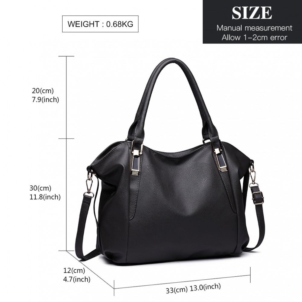 Miss Lulu Soft Leather Elegant Simple Shoulder Bag - Black