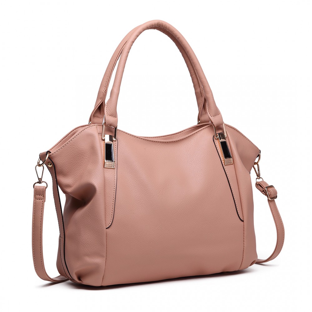Miss Lulu Soft Leather Elegant Simple Shoulder Bag - Nude