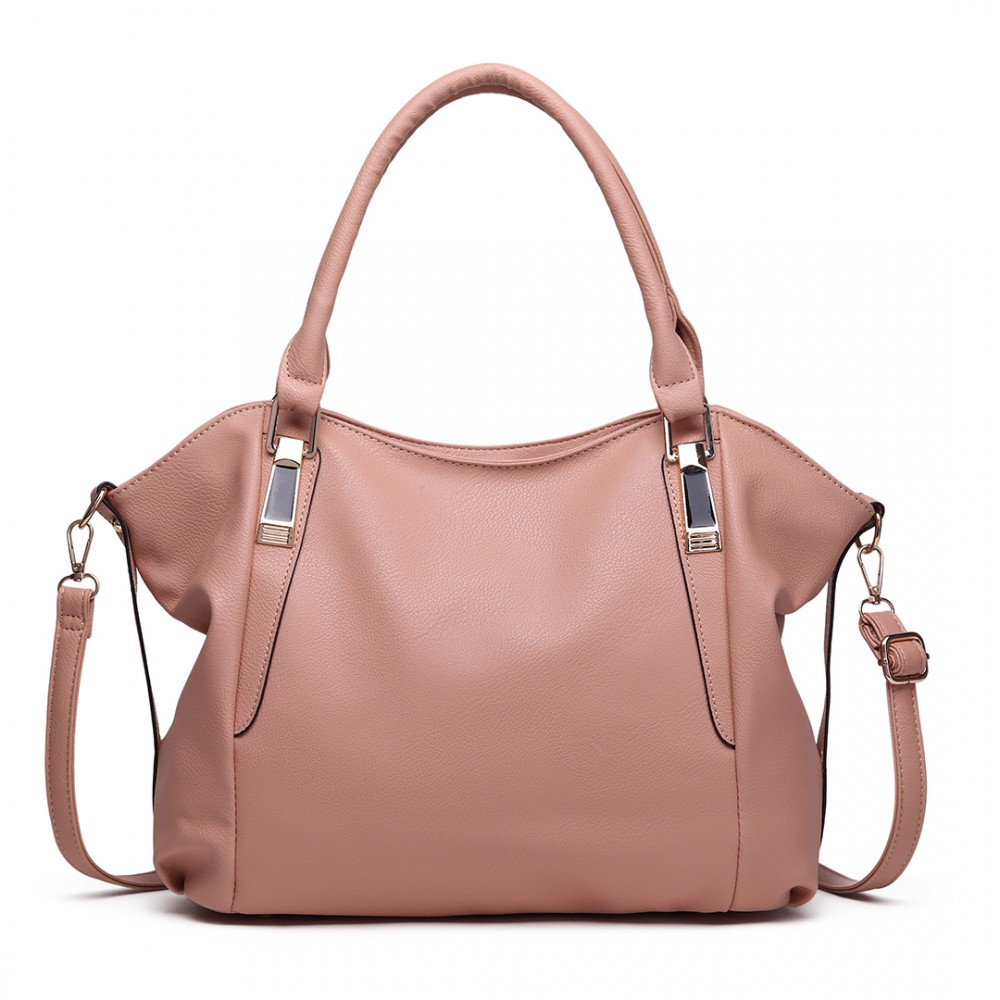 Miss Lulu Soft Leather Elegant Simple Shoulder Bag - Nude