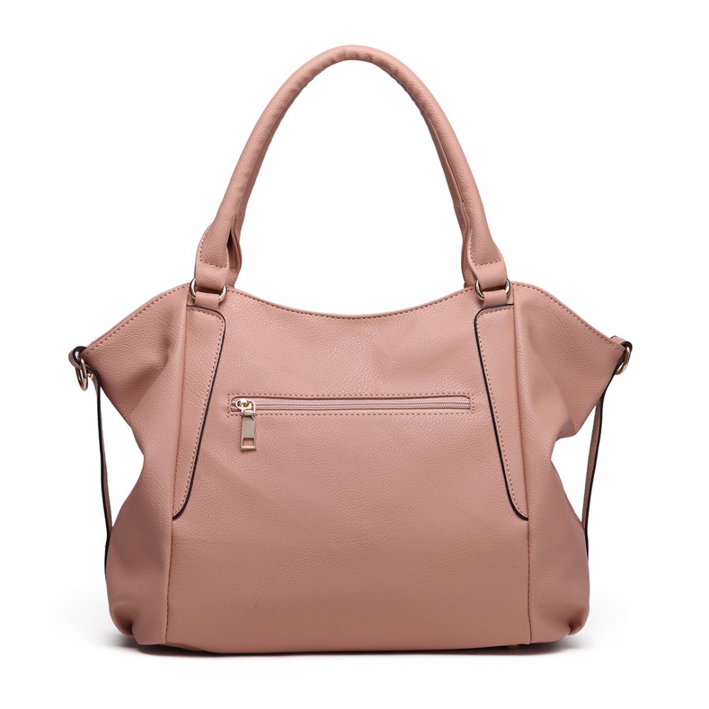 Miss Lulu Soft Leather Elegant Simple Shoulder Bag - Nude