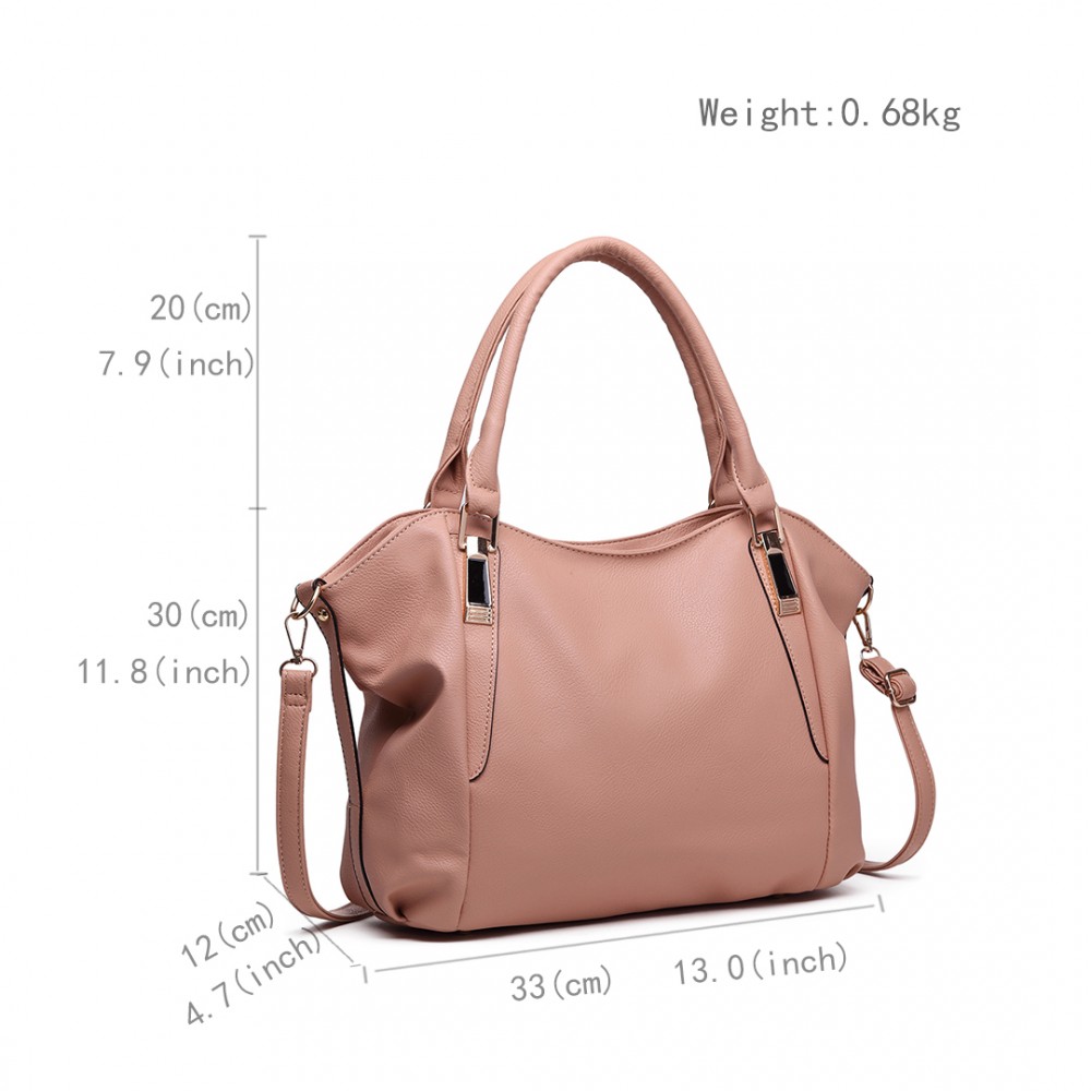 Miss Lulu Soft Leather Elegant Simple Shoulder Bag - Nude