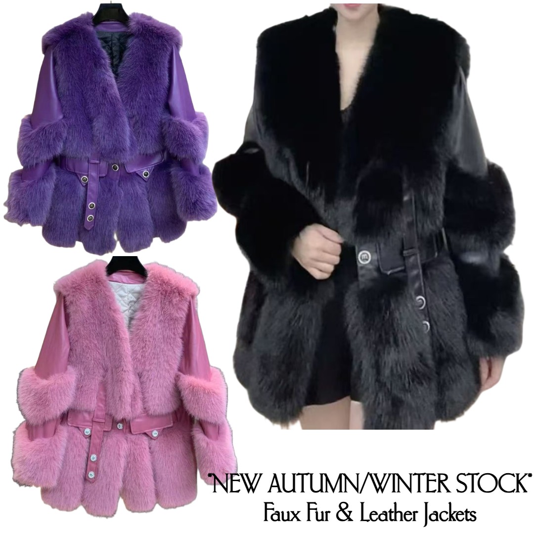 Faux Fur and Vegan Leather Winter Jacket in Pink