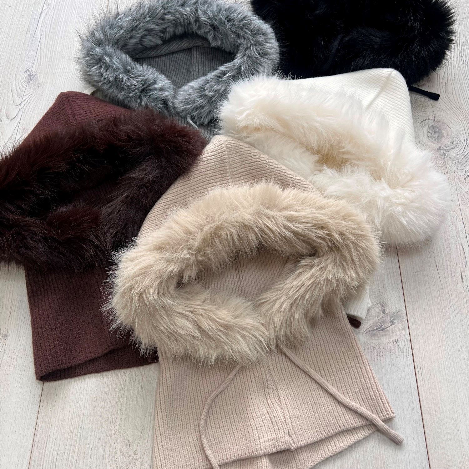 Our exquisite Balaclava, Women's Winter Hood in Beige. Featuring Faux Fur trim. The perfect gift for her!