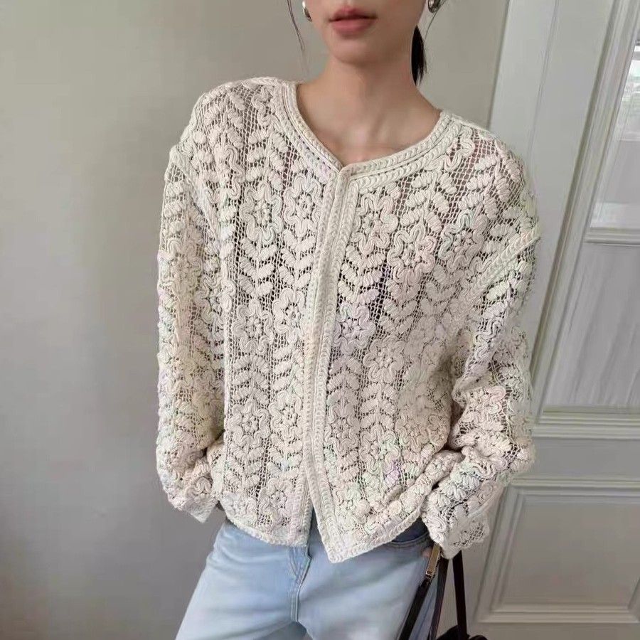 Cream Boho Crochet Lace Cardigan