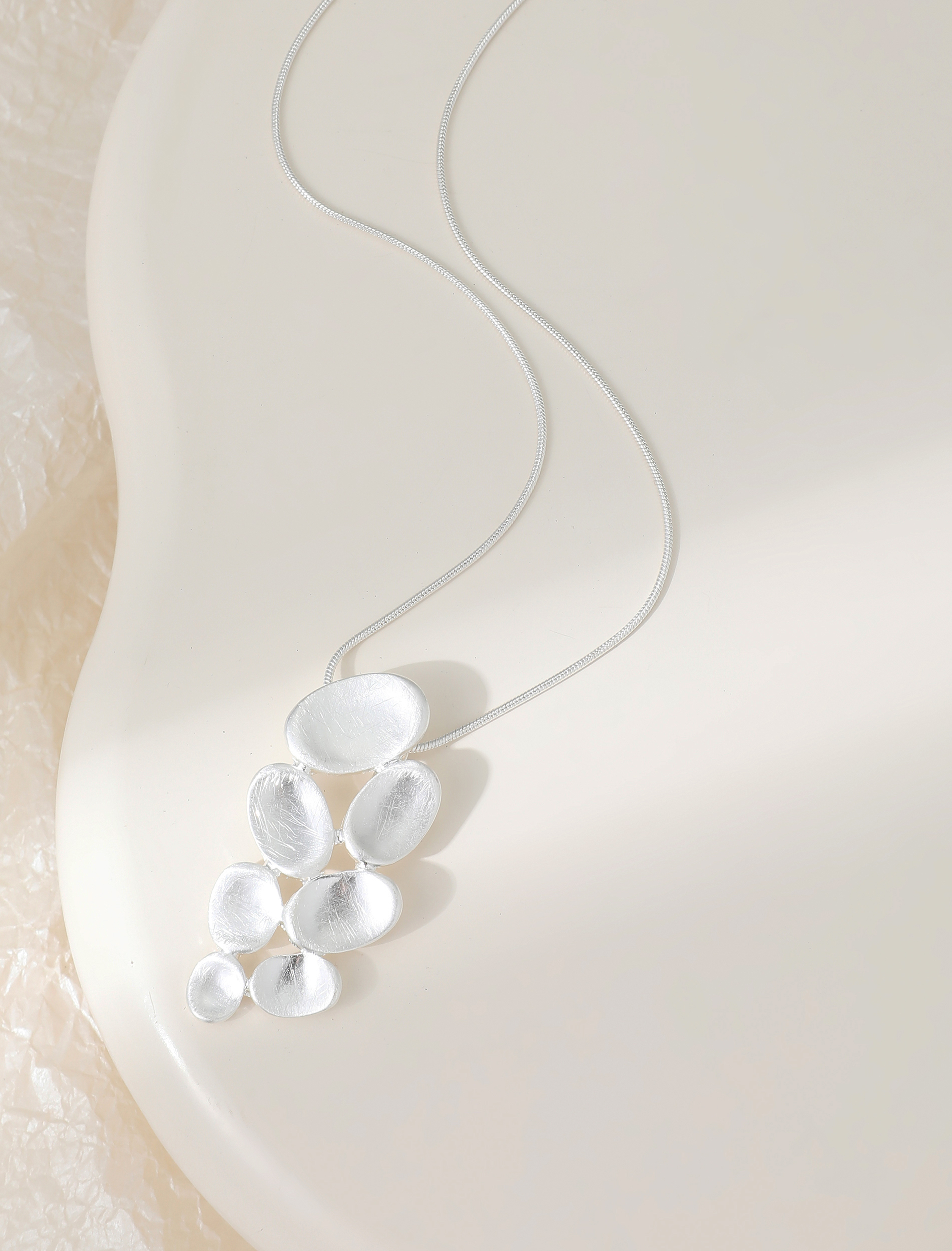 Abstract Raindrops Necklace & Earring Set in Silvertone Finish with Crystals