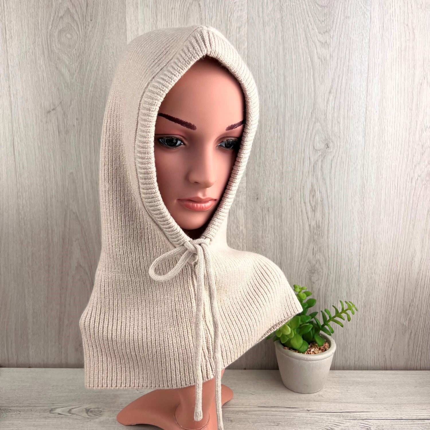 Our exquisite Balaclava, Women's Winter Hood. The perfect gift for her. In Beige