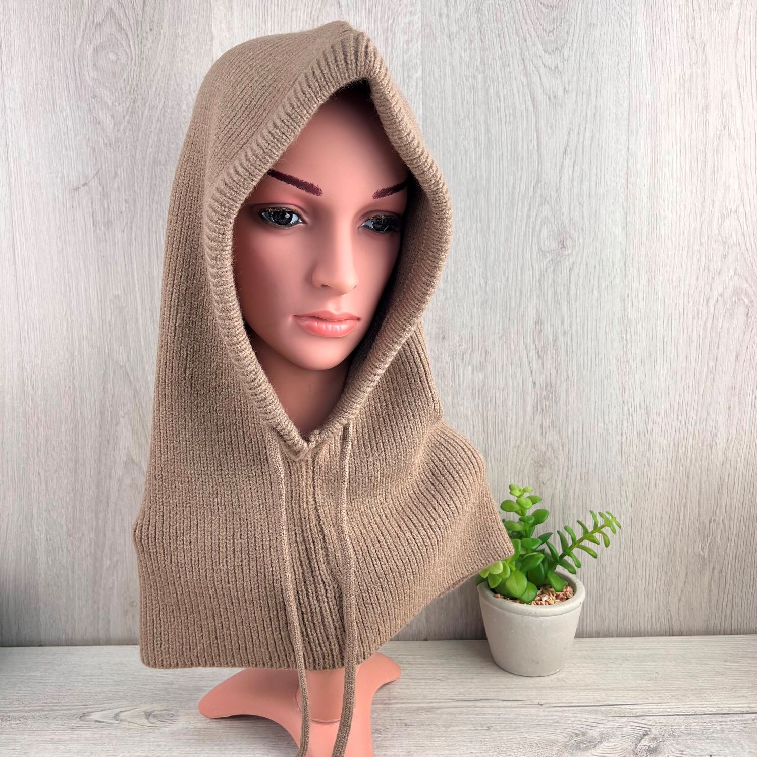 Our exquisite Balaclava, Women's Winter Hood. The perfect gift for her. In Camel