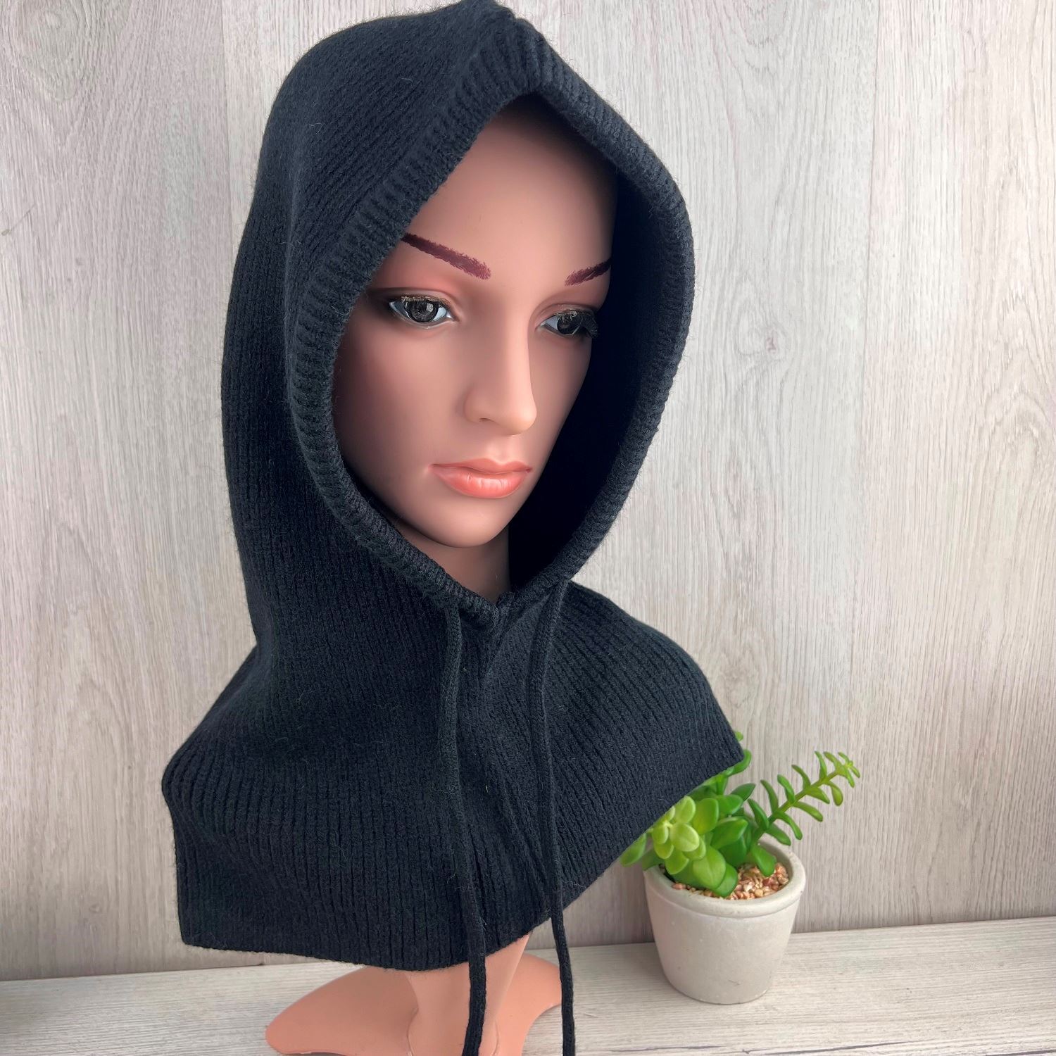 Our exquisite Balaclava, Women's Winter Hood. The perfect gift for her. In Black