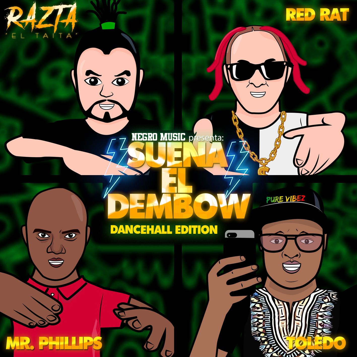 DJ Razta El Taita - Suena el Dembow RMX ft. Mr. Phillips, Toledo, Red Rat