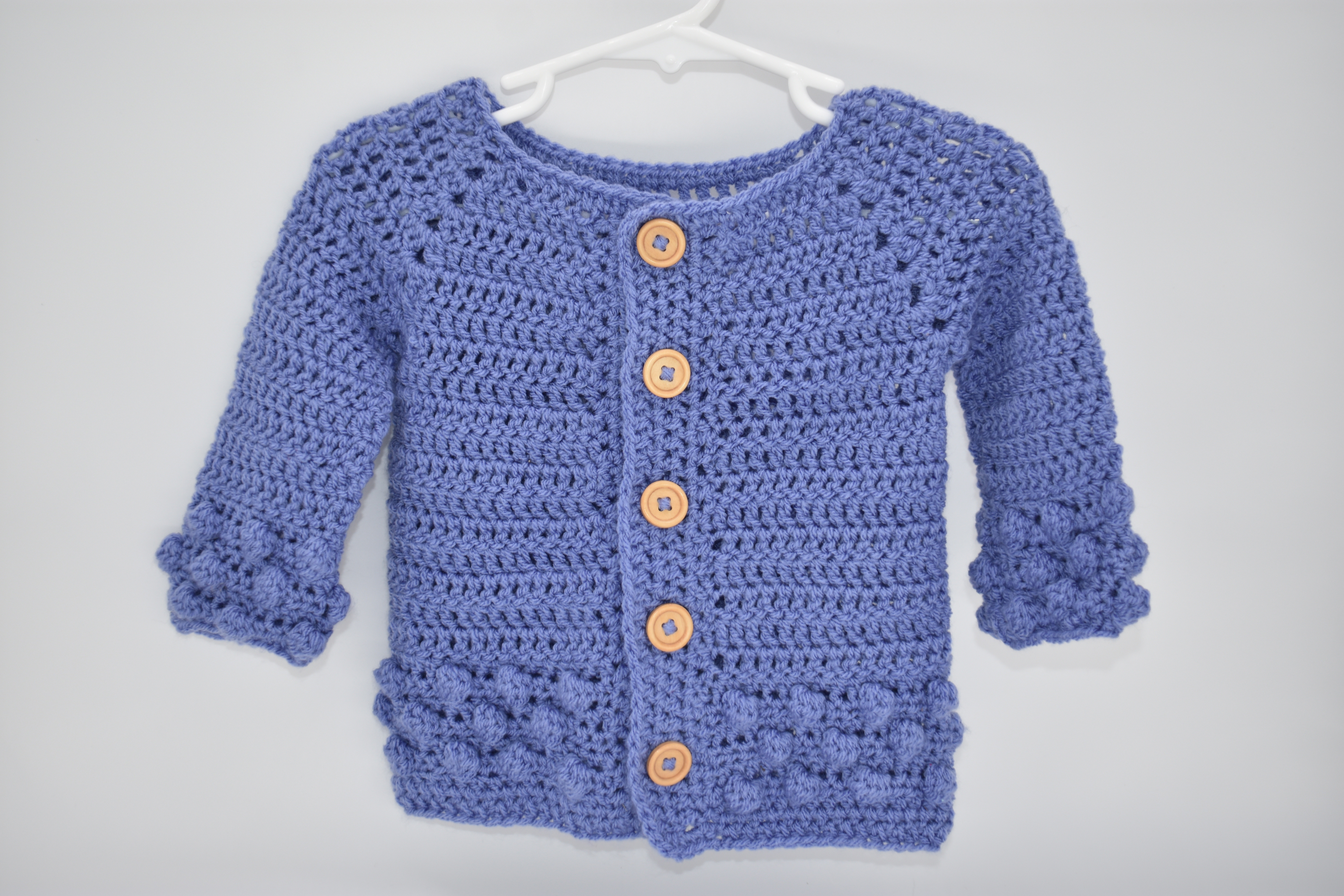 Blueberry Bobble Cardigan - 3-6 months