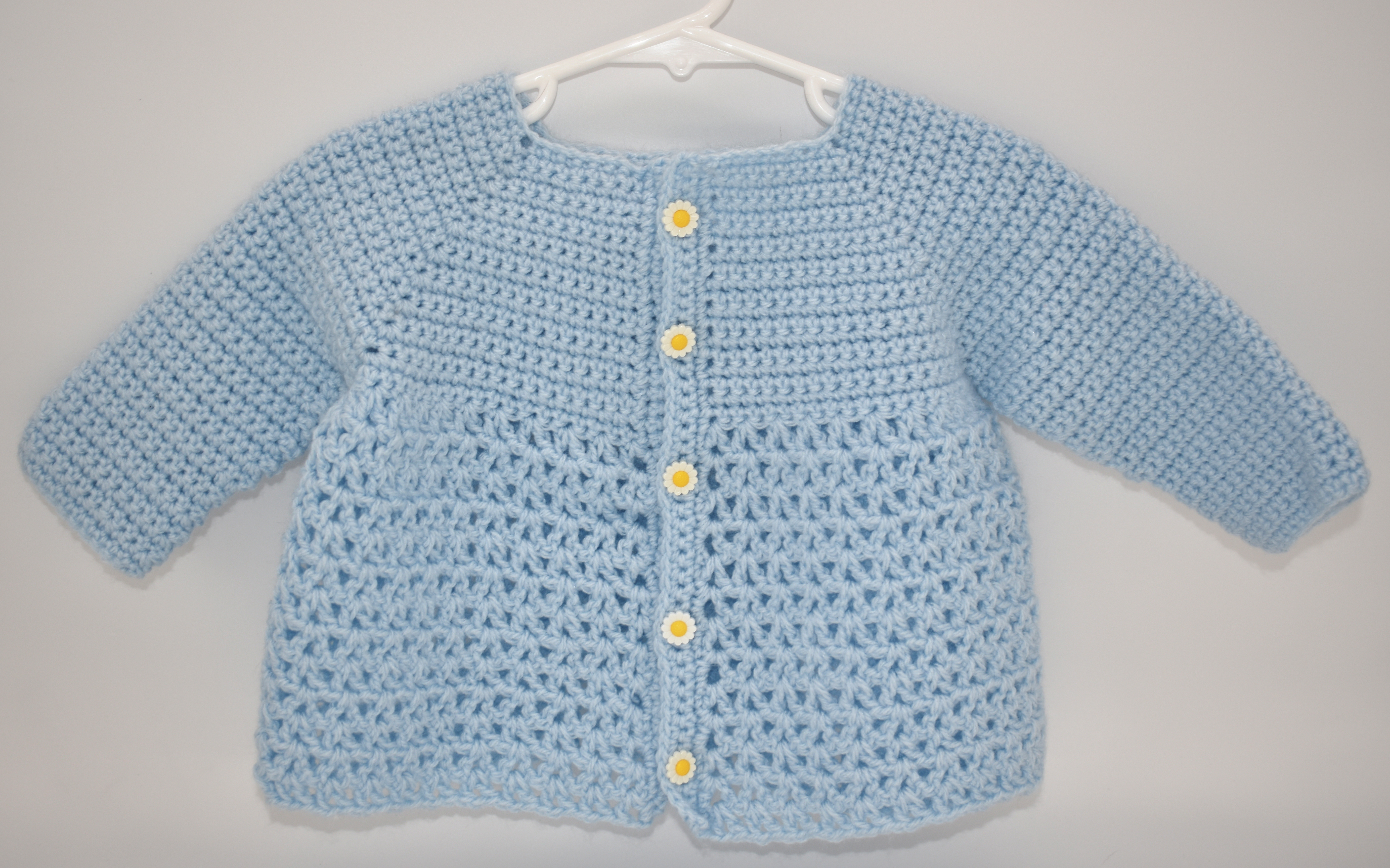 Sky Blue Daisy Baby Sweater 3-6 months